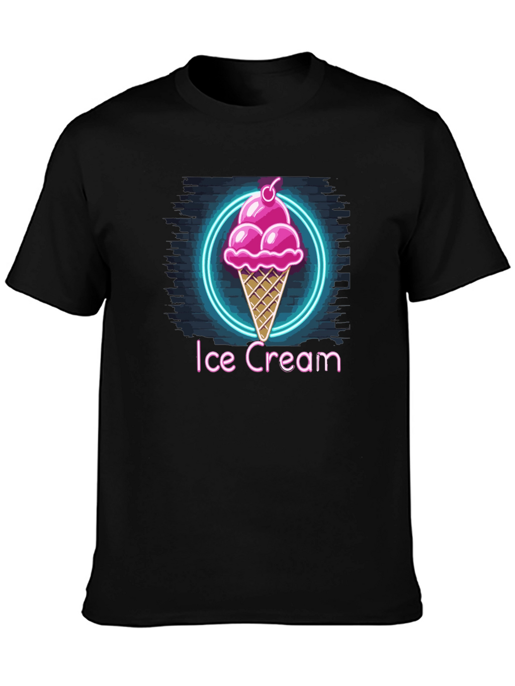 Neon Ice Cream Graphic Tee - Trendy Black T-Shirt
