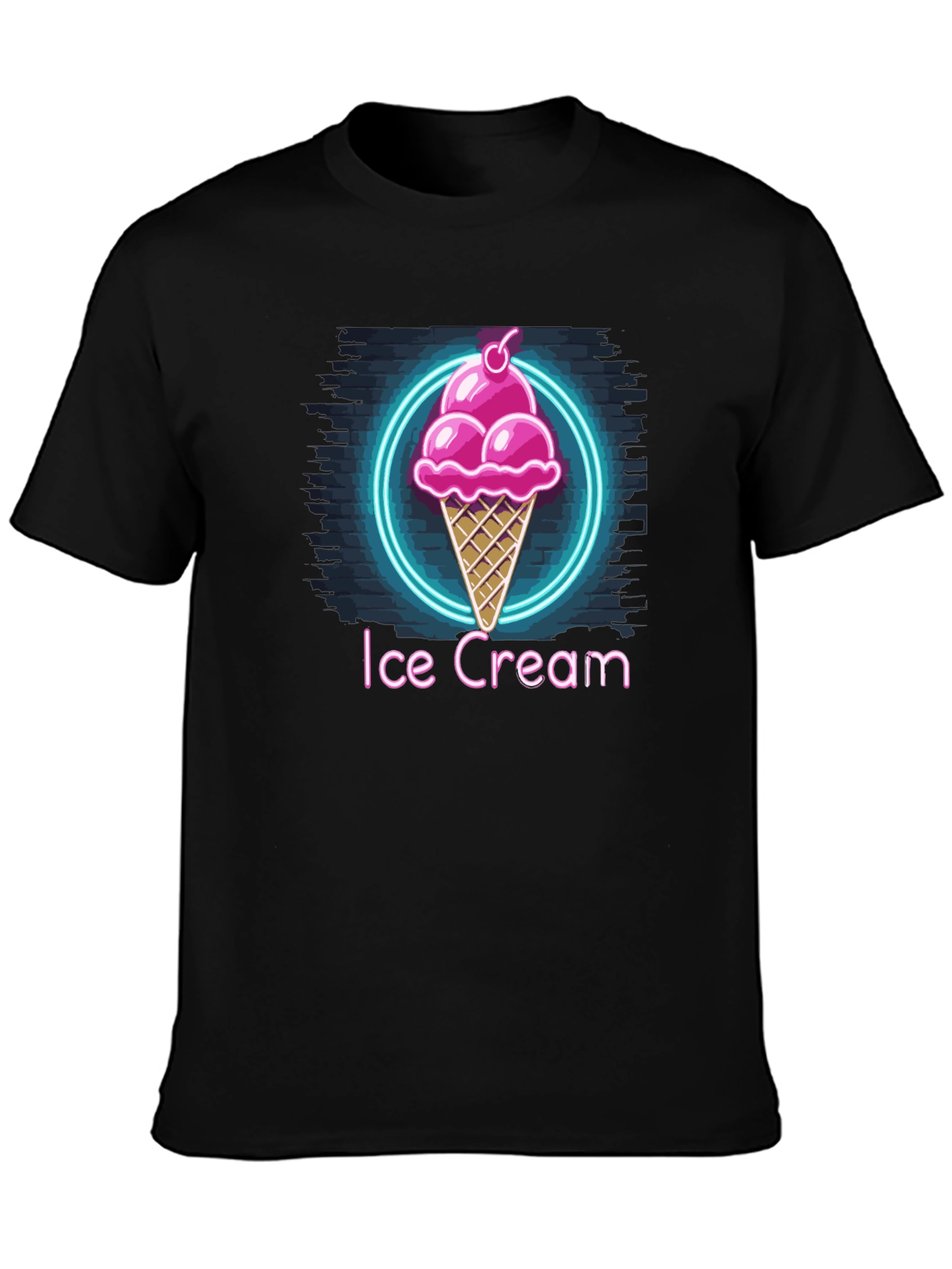 Neon Ice Cream Graphic Tee - Trendy Black T-Shirt