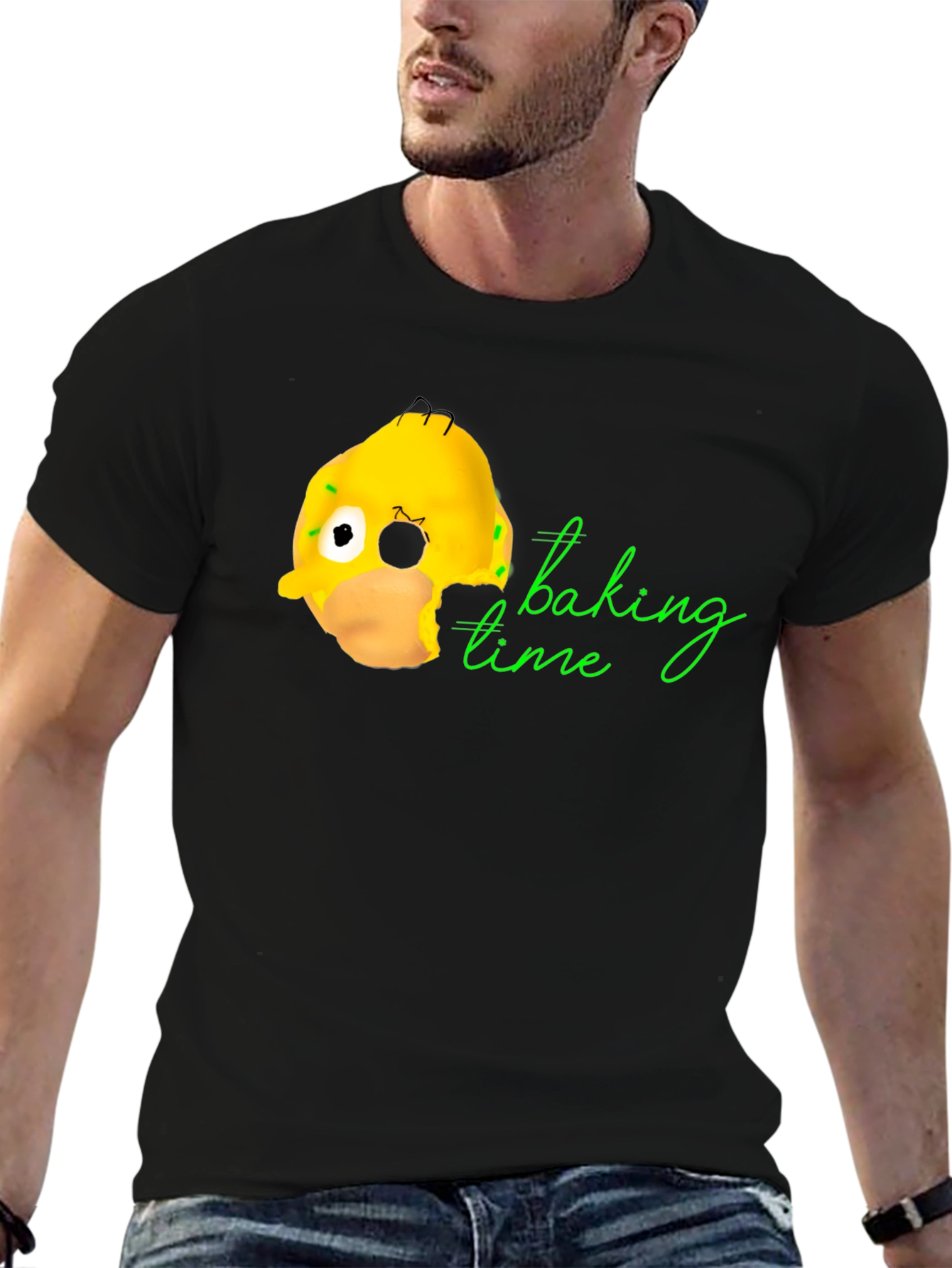 Homer Donut Baking Time Black T-Shirt