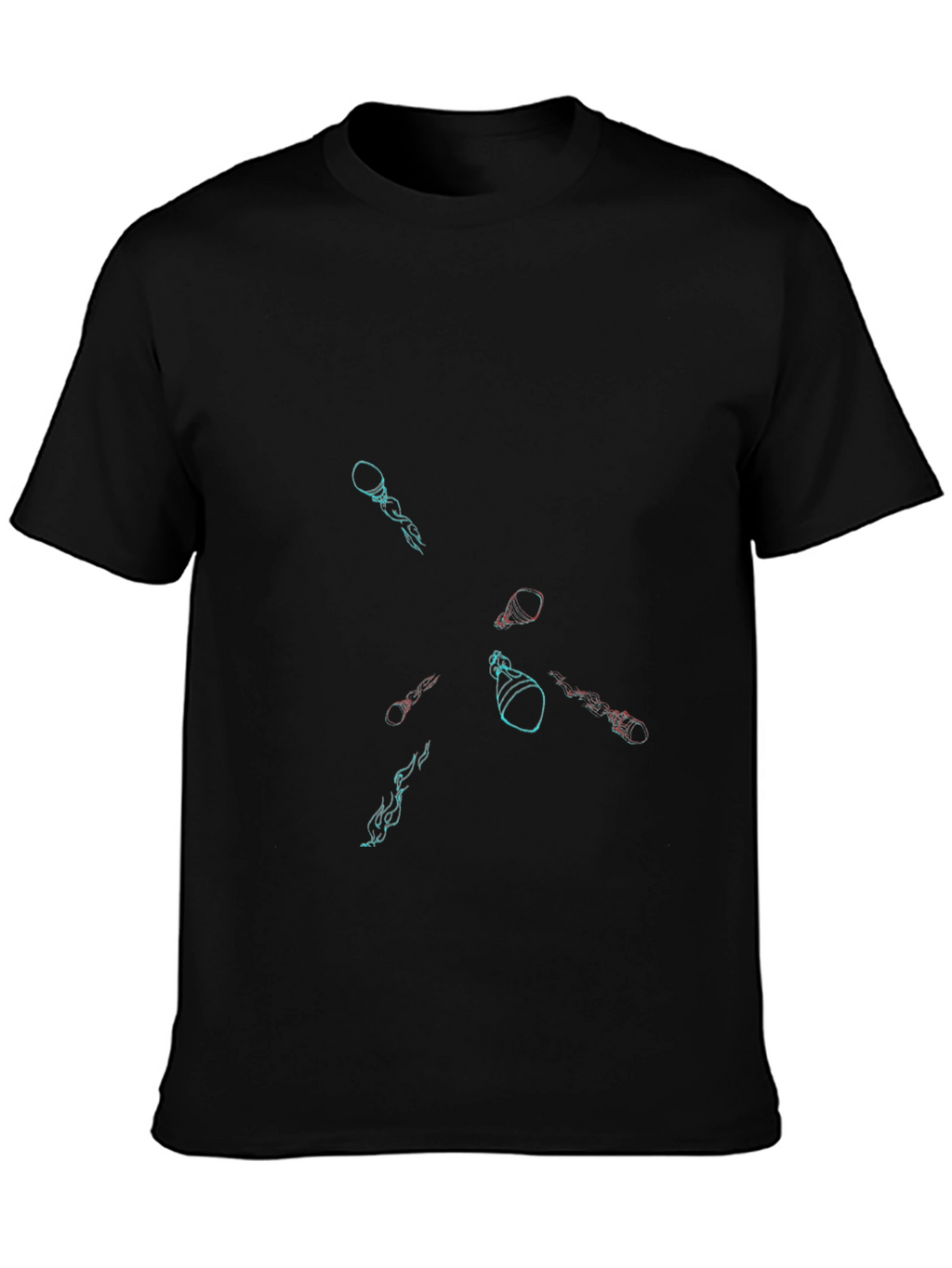 Abstract Graphic Print Black Casual Tee