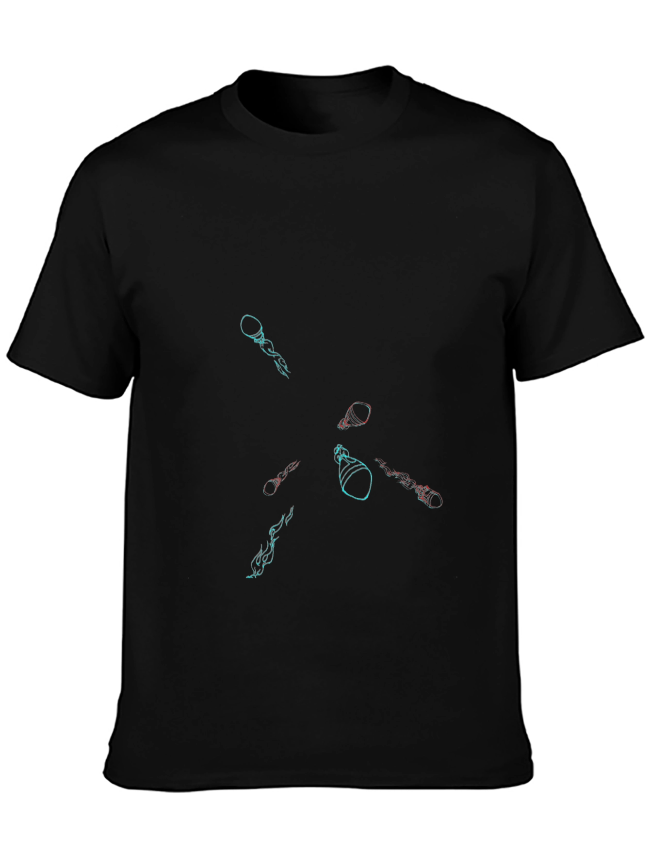 Abstract Graphic Print Black Casual Tee