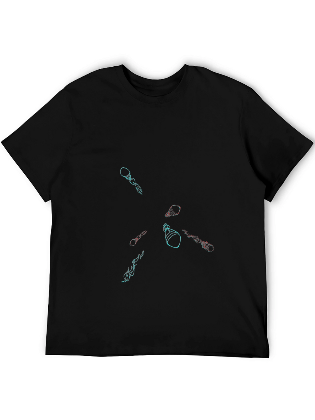 Abstract Graphic Print Black Casual Tee
