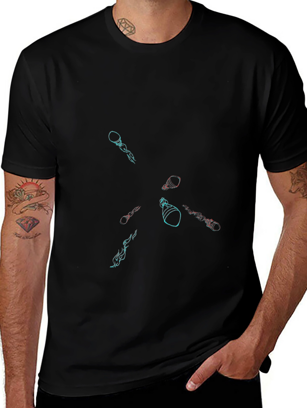 Abstract Graphic Print Black Casual Tee