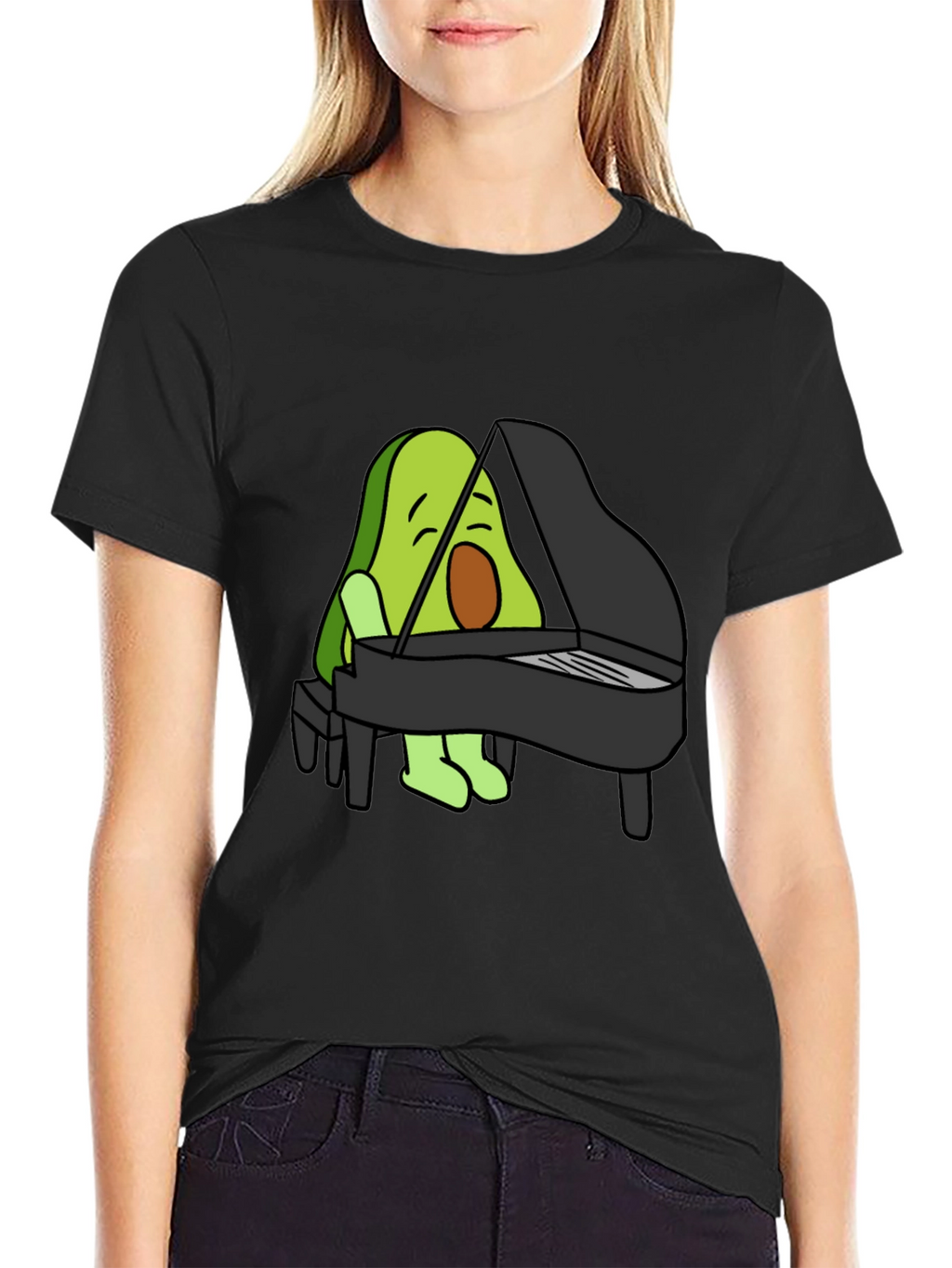 Avocado Playing Piano Graphic T-Shirt
