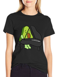 Avocado Playing Piano Graphic T-Shirt
