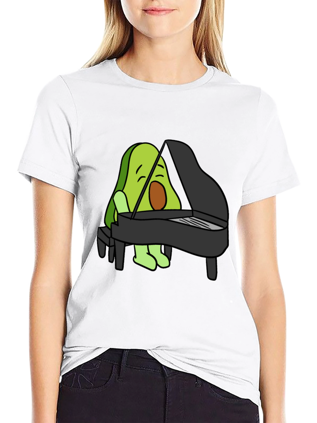 Avocado Playing Piano Graphic T-Shirt