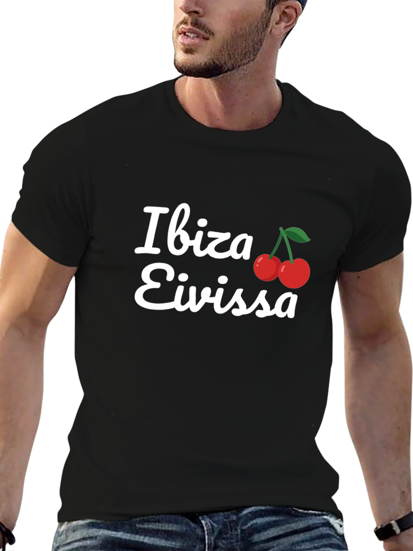 Ibiza Eivissa T-Shirt Cherry Logo Black Tee