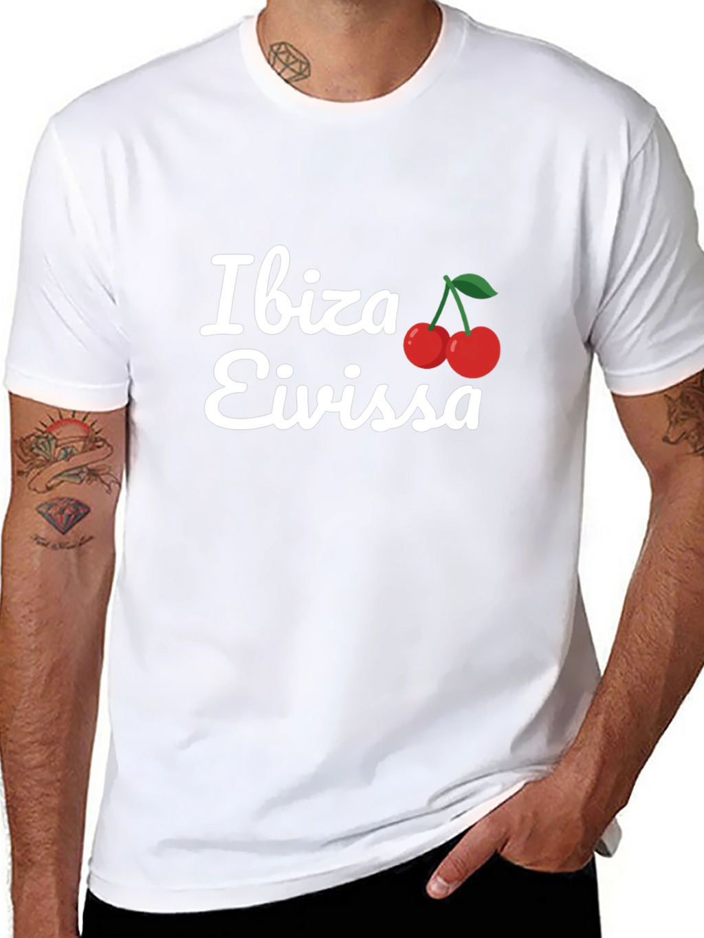 Ibiza Eivissa T-Shirt Cherry Logo Black Tee