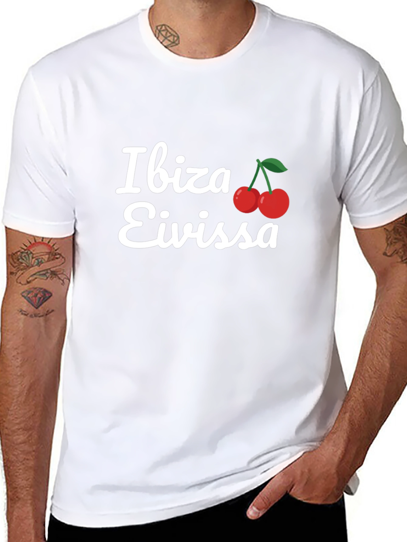 Ibiza Eivissa T-Shirt Cherry Logo Black Tee