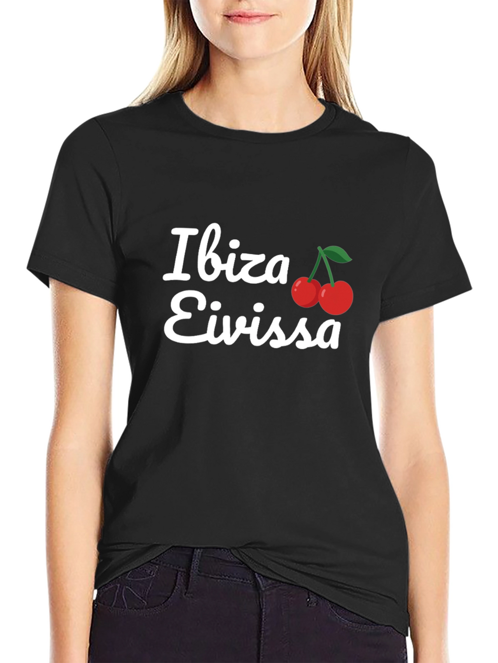 Ibiza Eivissa T-Shirt Cherry Logo Black Tee