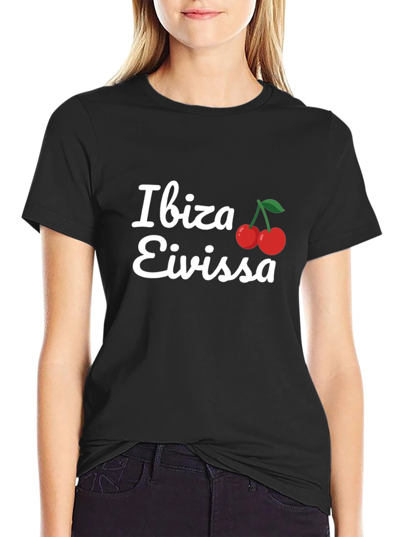 Ibiza Eivissa T-Shirt Cherry Logo Black Tee