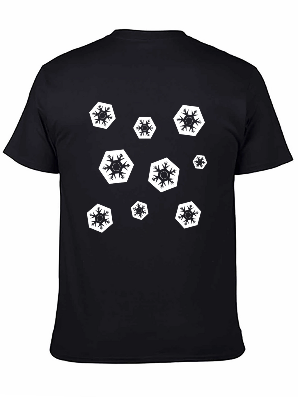 Black Snowflake Pattern T-Shirt