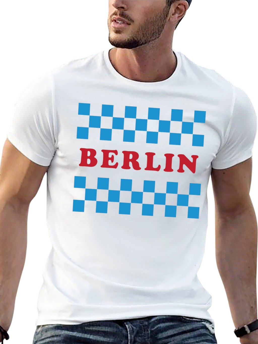 Berlin Taxi Checkered T-Shirt - Black