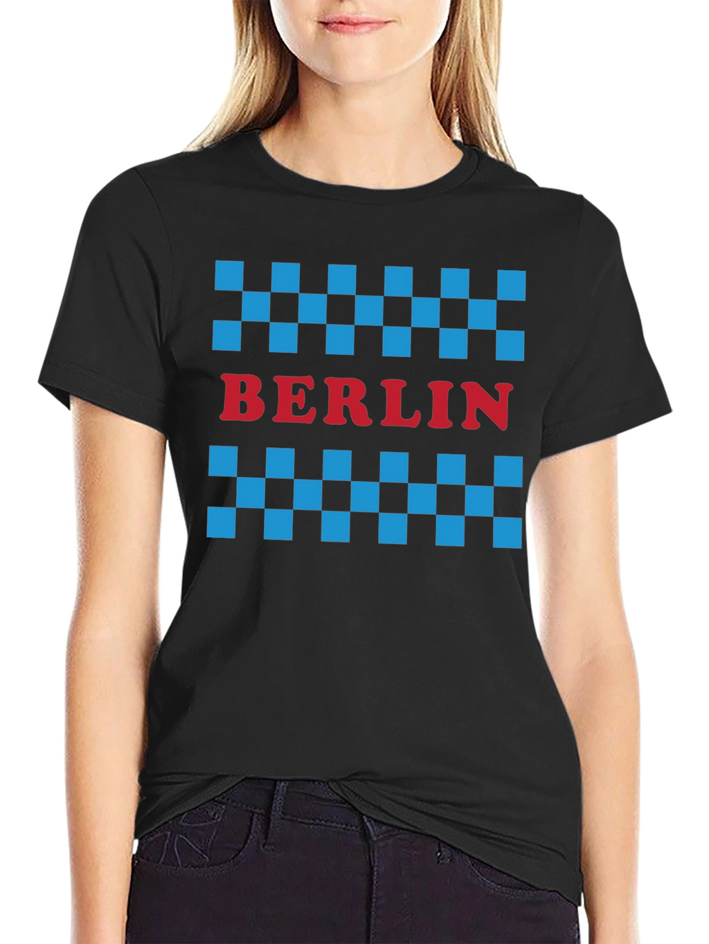 Berlin Taxi Checkered T-Shirt - Black