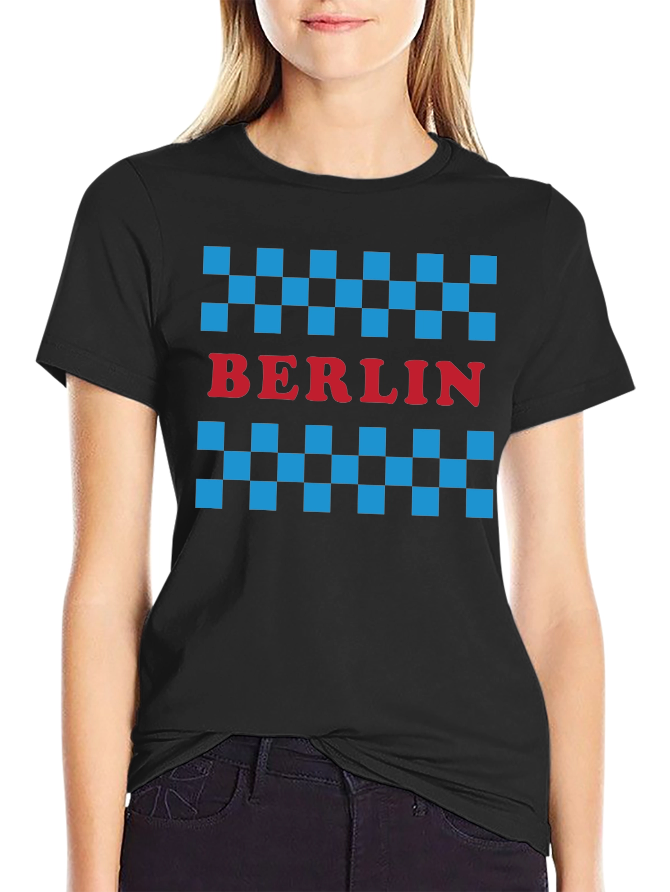 Berlin Taxi Checkered T-Shirt - Black