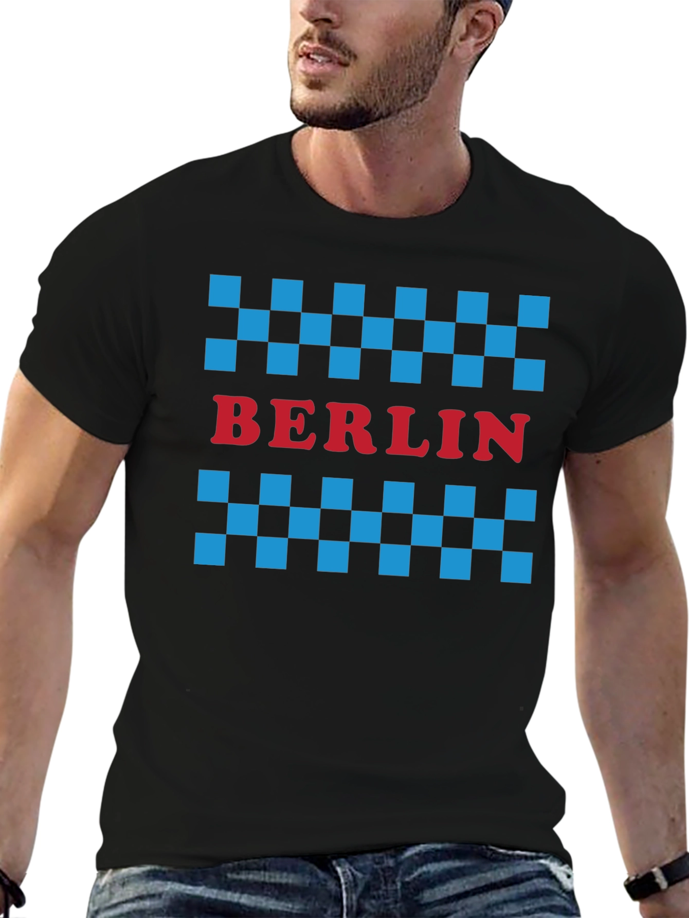 Berlin Taxi Checkered T-Shirt - Black