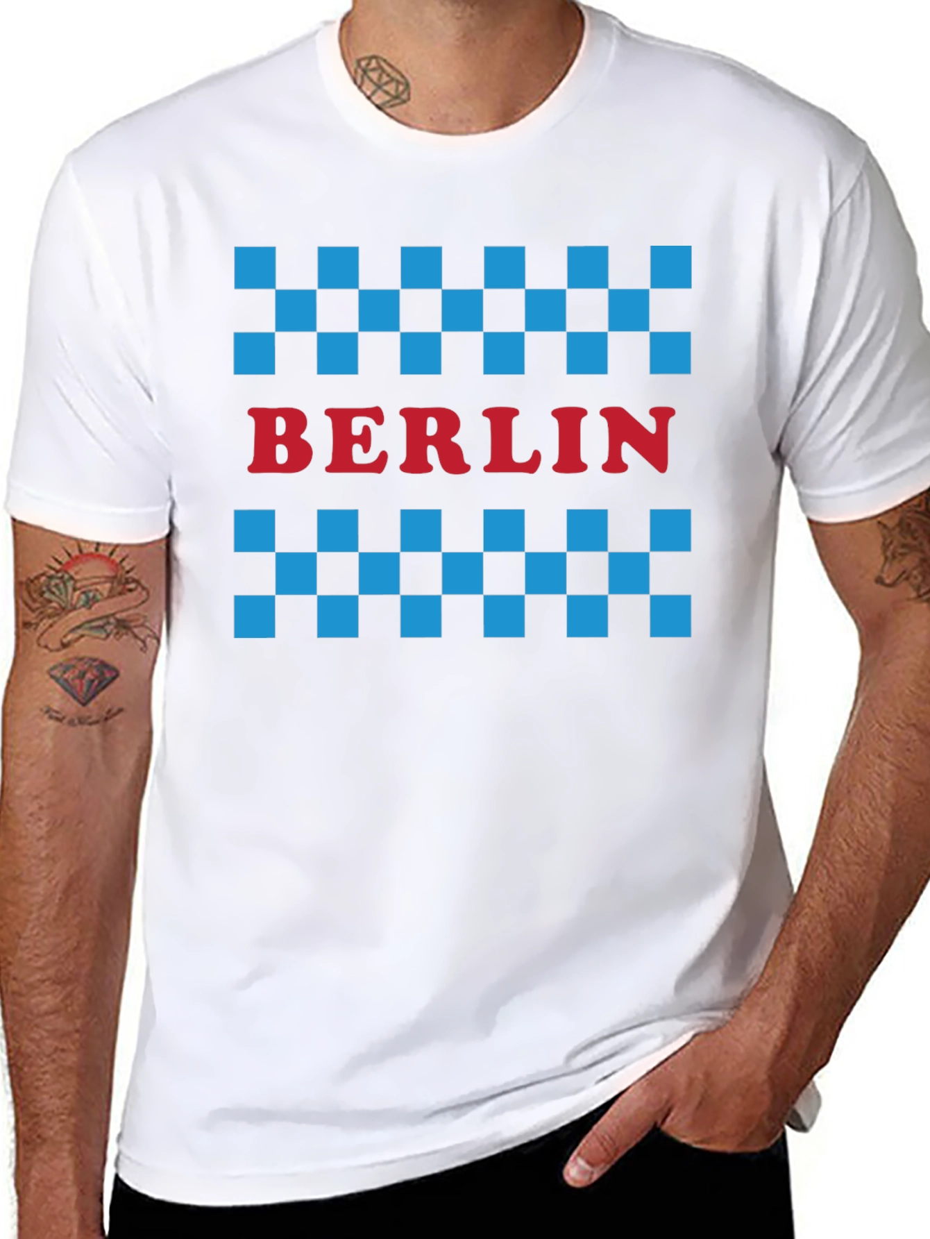 Berlin Taxi Checkered T-Shirt - Black