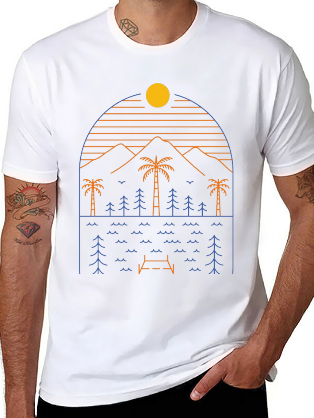 Minimalist Nature Scene Graphic T-Shirt