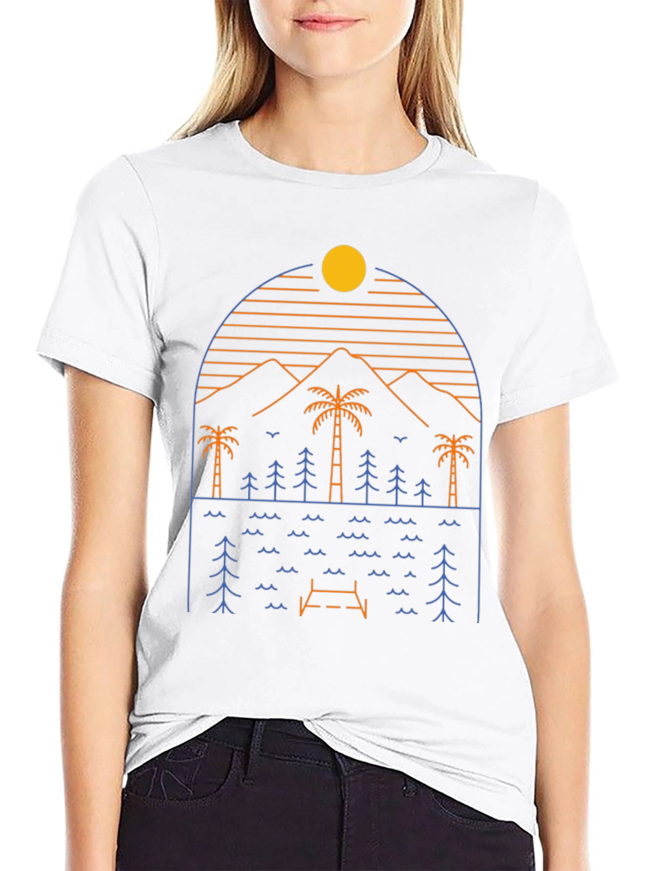 Minimalist Nature Scene Graphic T-Shirt