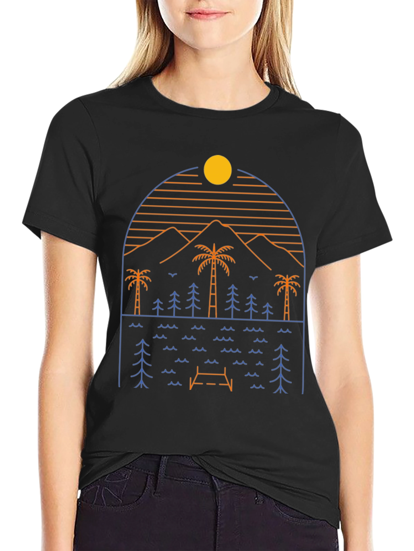 Minimalist Nature Scene Graphic T-Shirt
