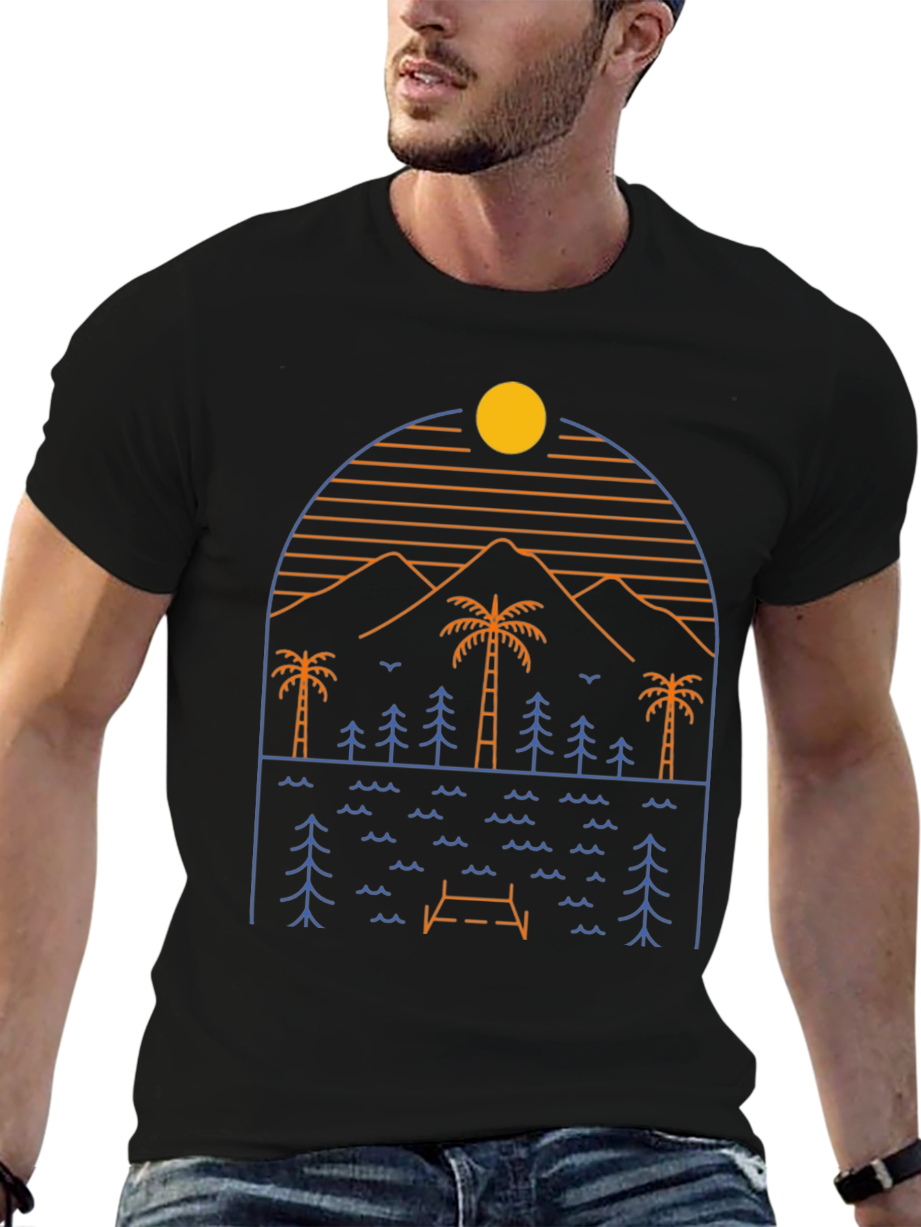 Minimalist Nature Scene Graphic T-Shirt