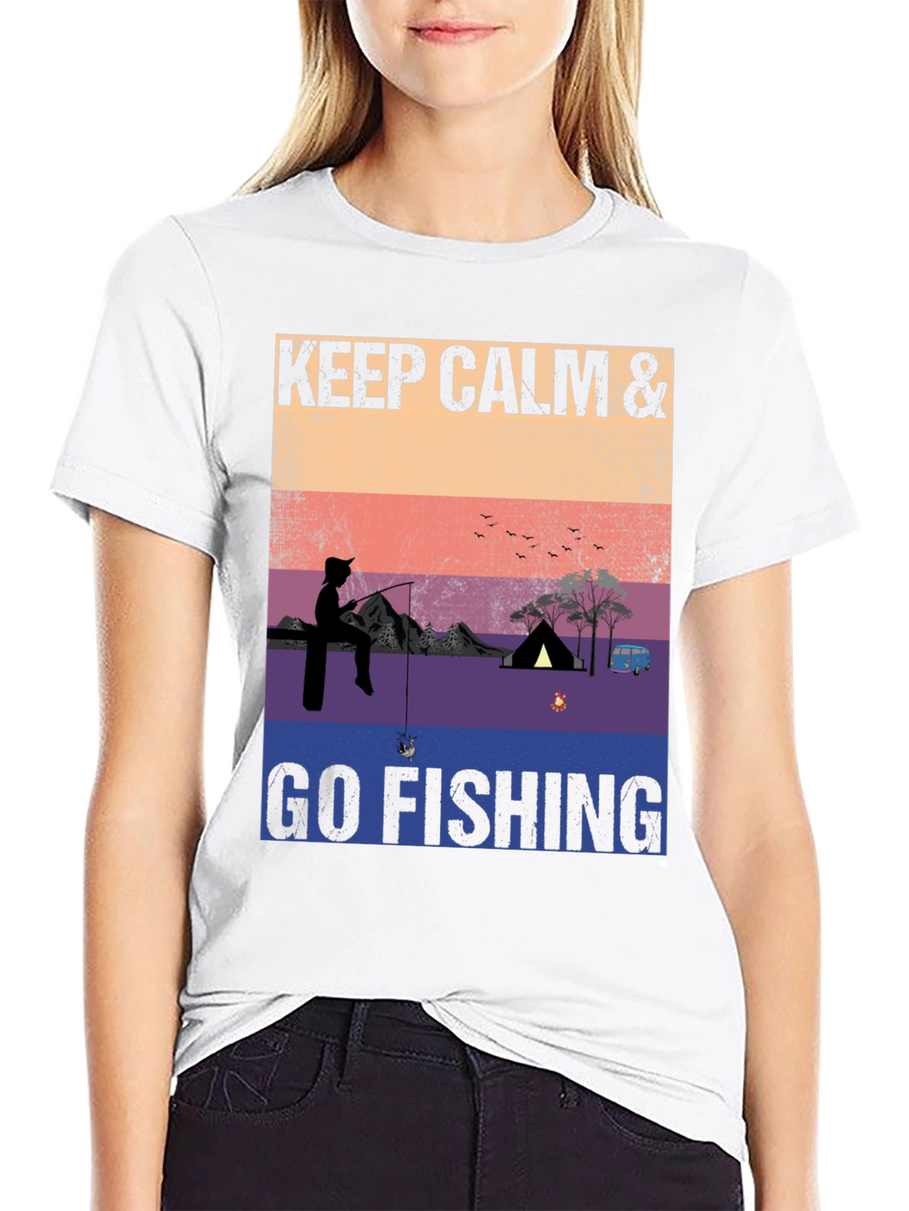 Keep Calm & Go Fishing T-Shirt Camping Adventure Tee