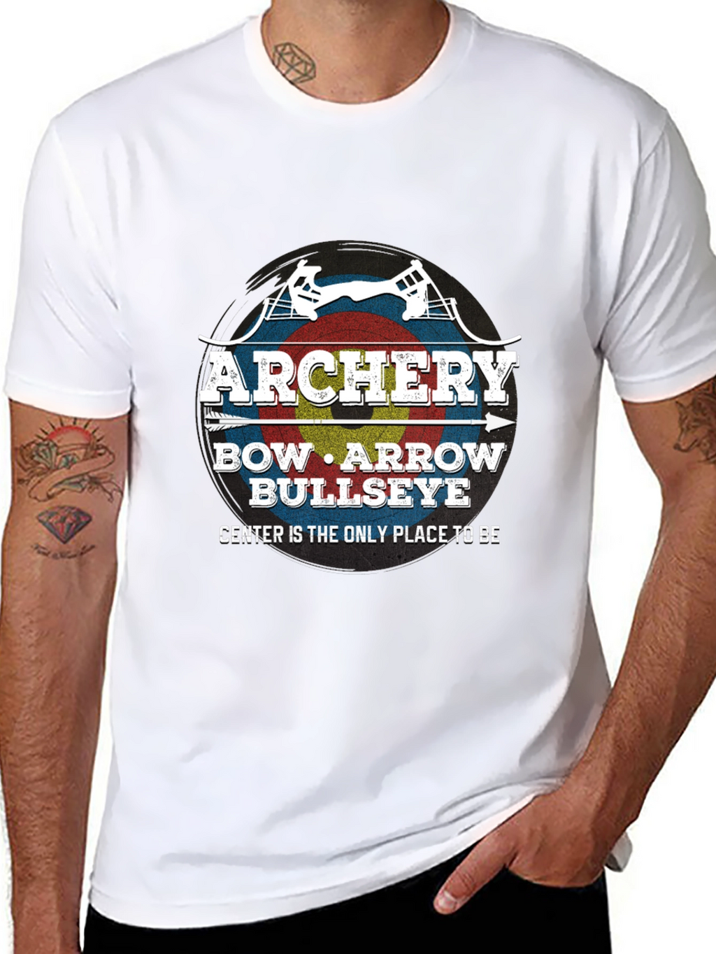Archery Bow Arrow Bullseye Black T-Shirt