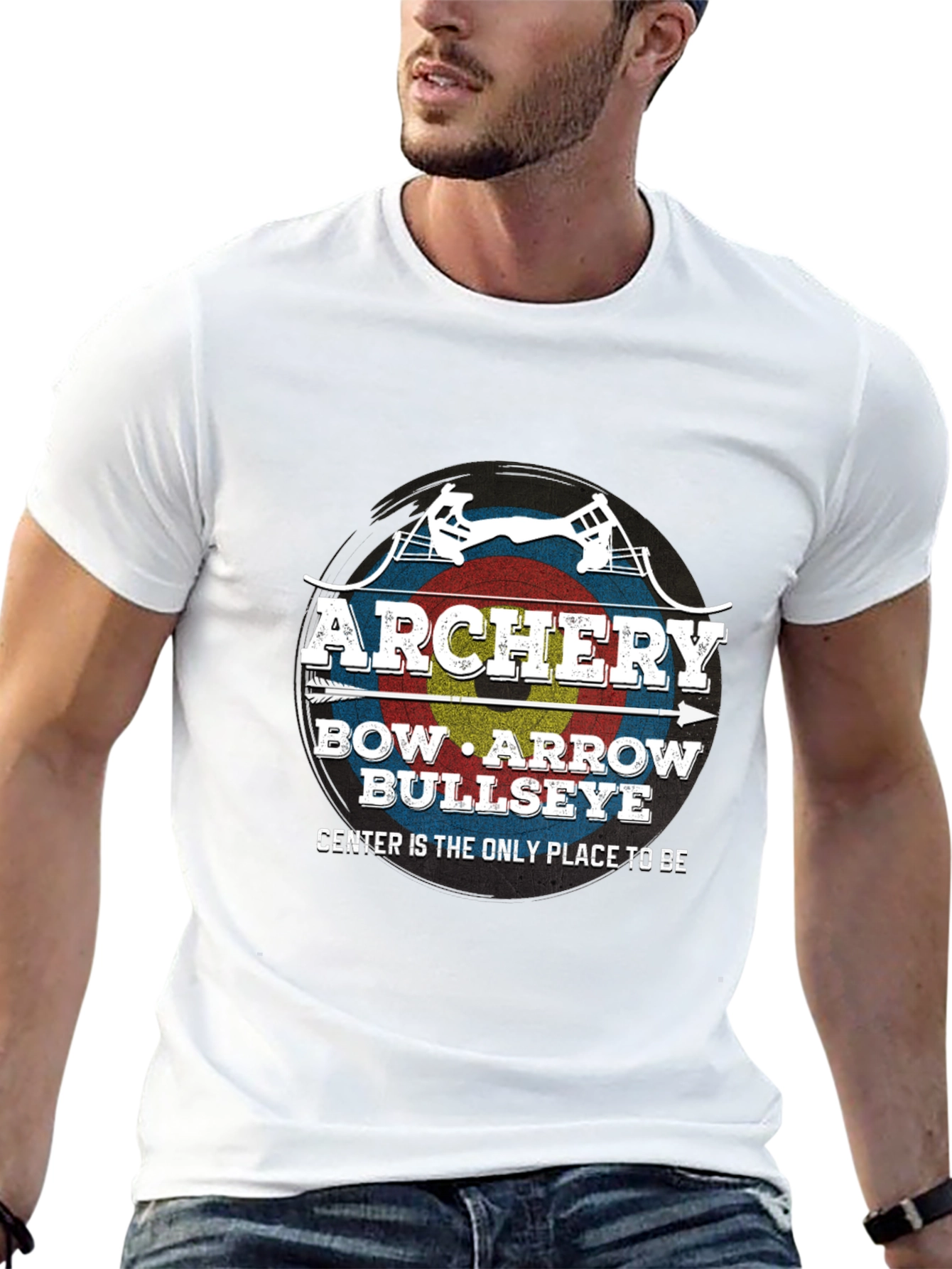 Archery Bow Arrow Bullseye Black T-Shirt