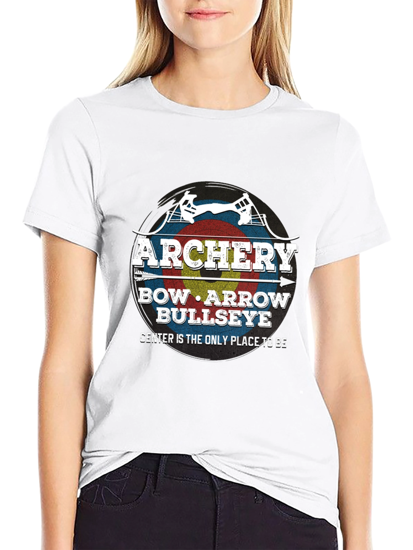 Archery Bow Arrow Bullseye Black T-Shirt