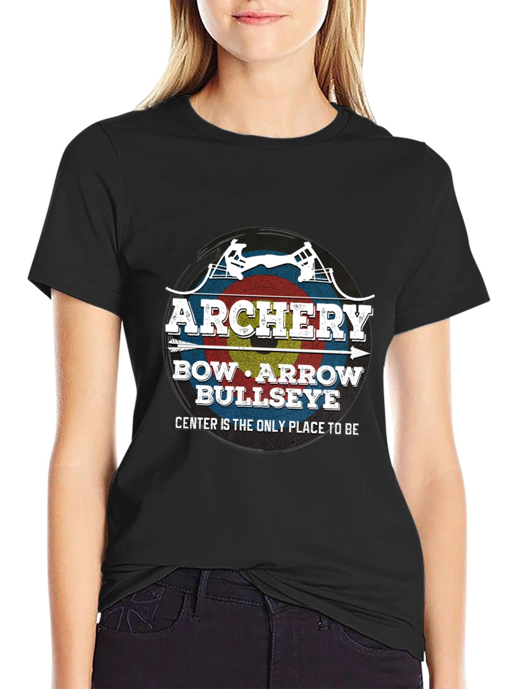 Archery Bow Arrow Bullseye Black T-Shirt
