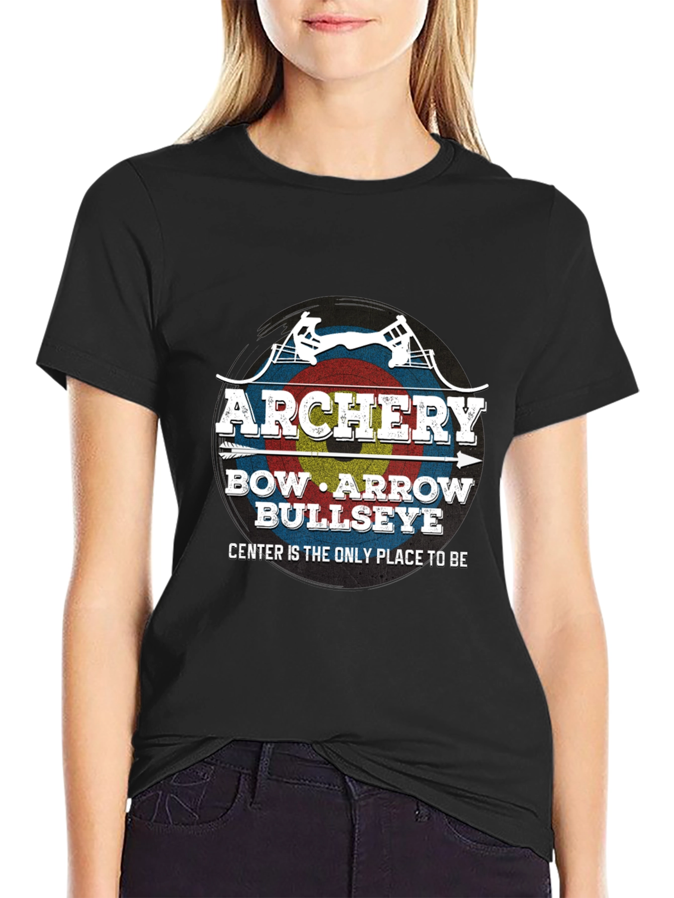 Archery Bow Arrow Bullseye Black T-Shirt