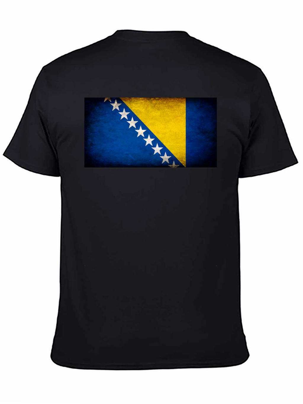 Bosnia Flag T-Shirt - Black Crew Neck Tee