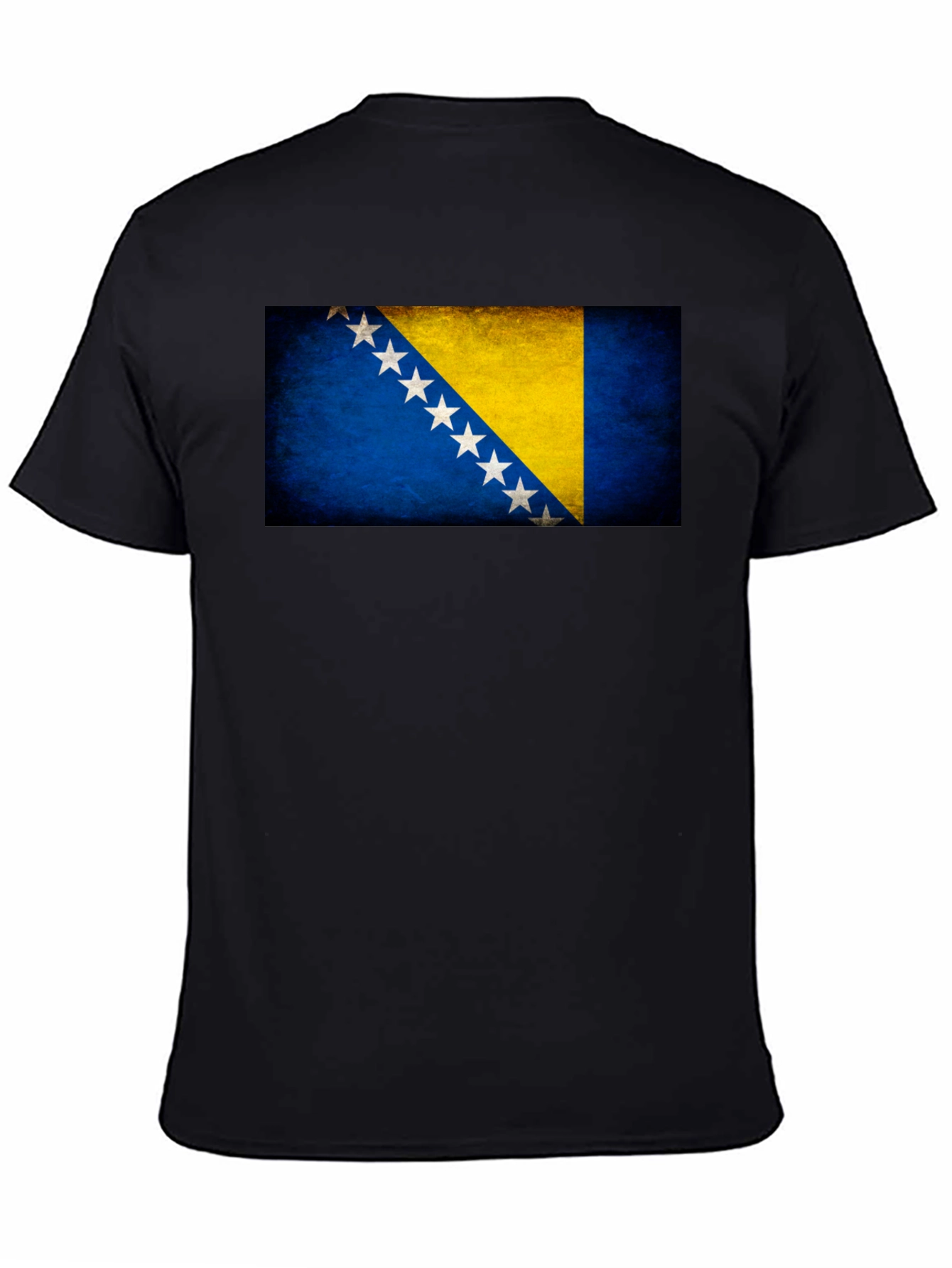 Bosnia Flag T-Shirt - Black Crew Neck Tee