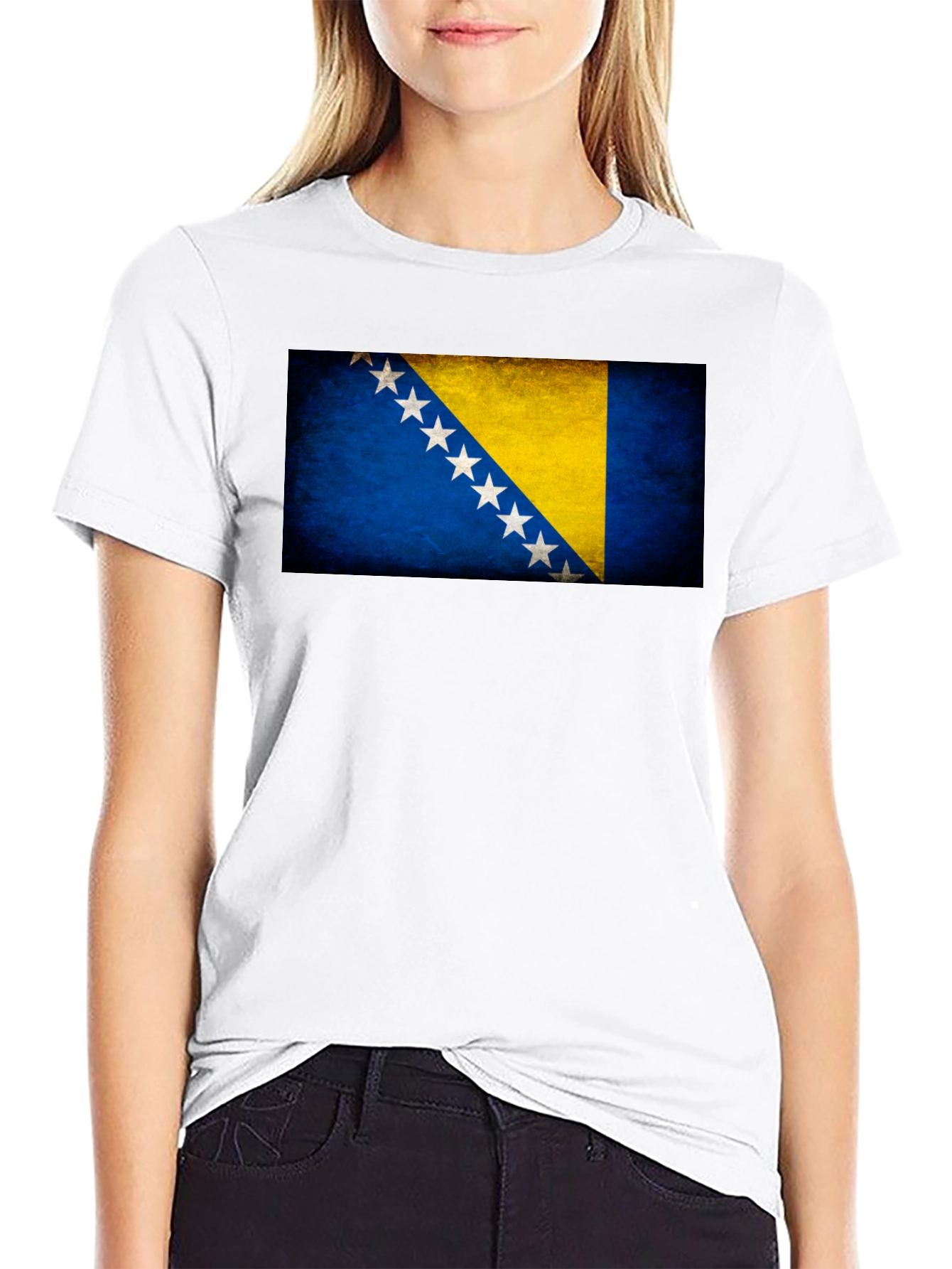 Bosnia Flag T-Shirt - Black Crew Neck Tee