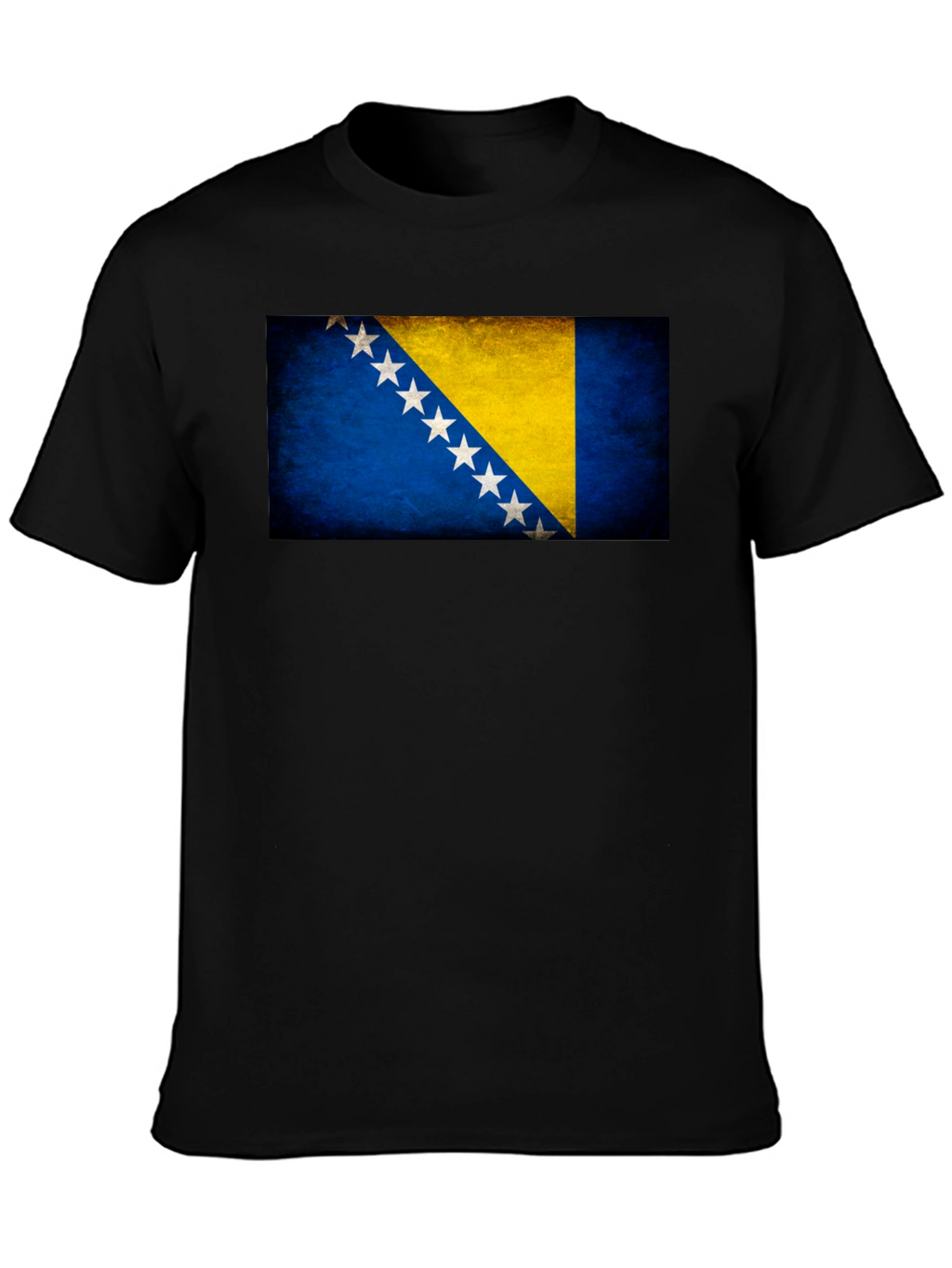 Bosnia Flag T-Shirt - Black Crew Neck Tee
