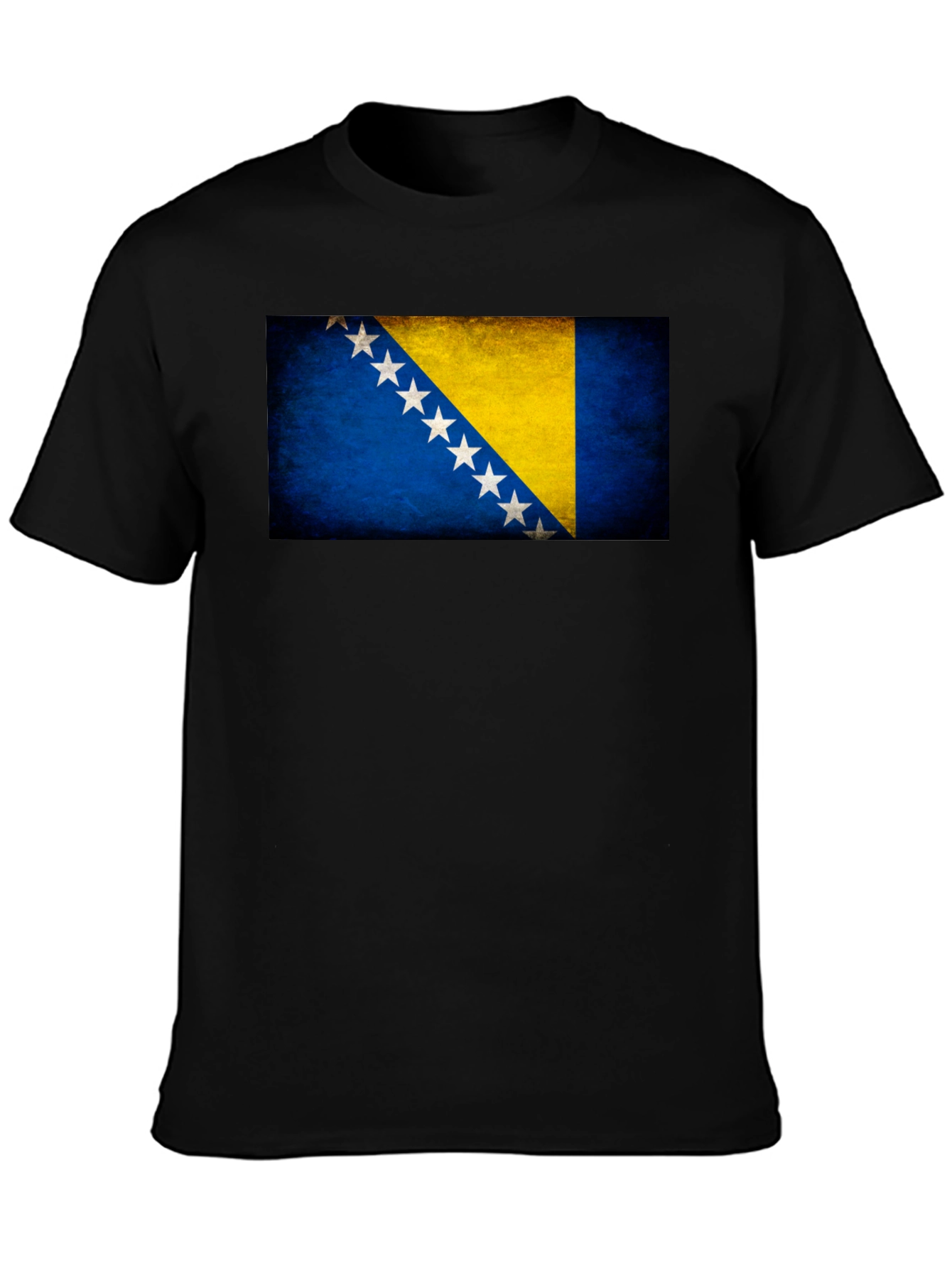 Bosnia Flag T-Shirt - Black Crew Neck Tee