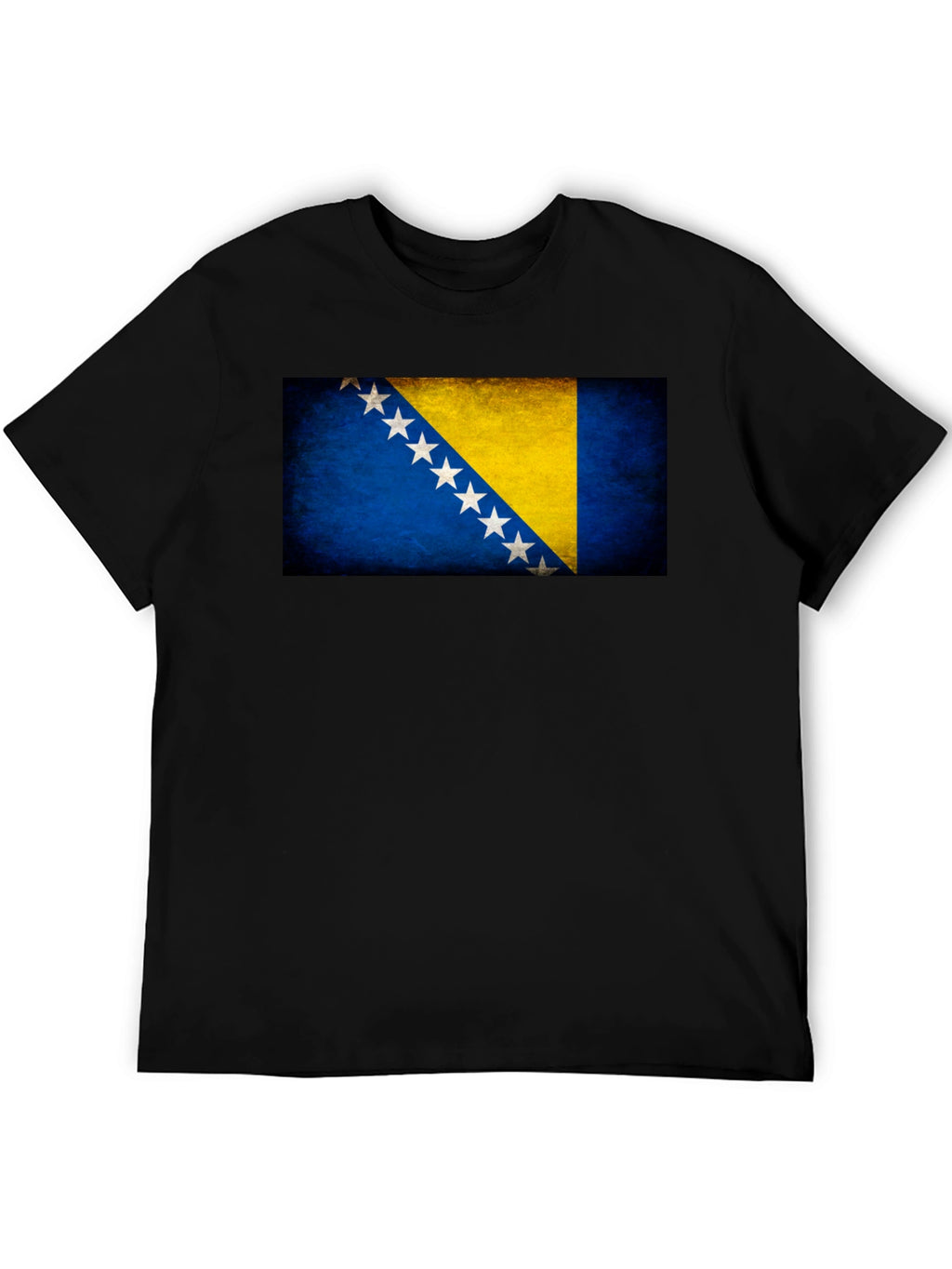 Bosnia Flag T-Shirt - Black Crew Neck Tee