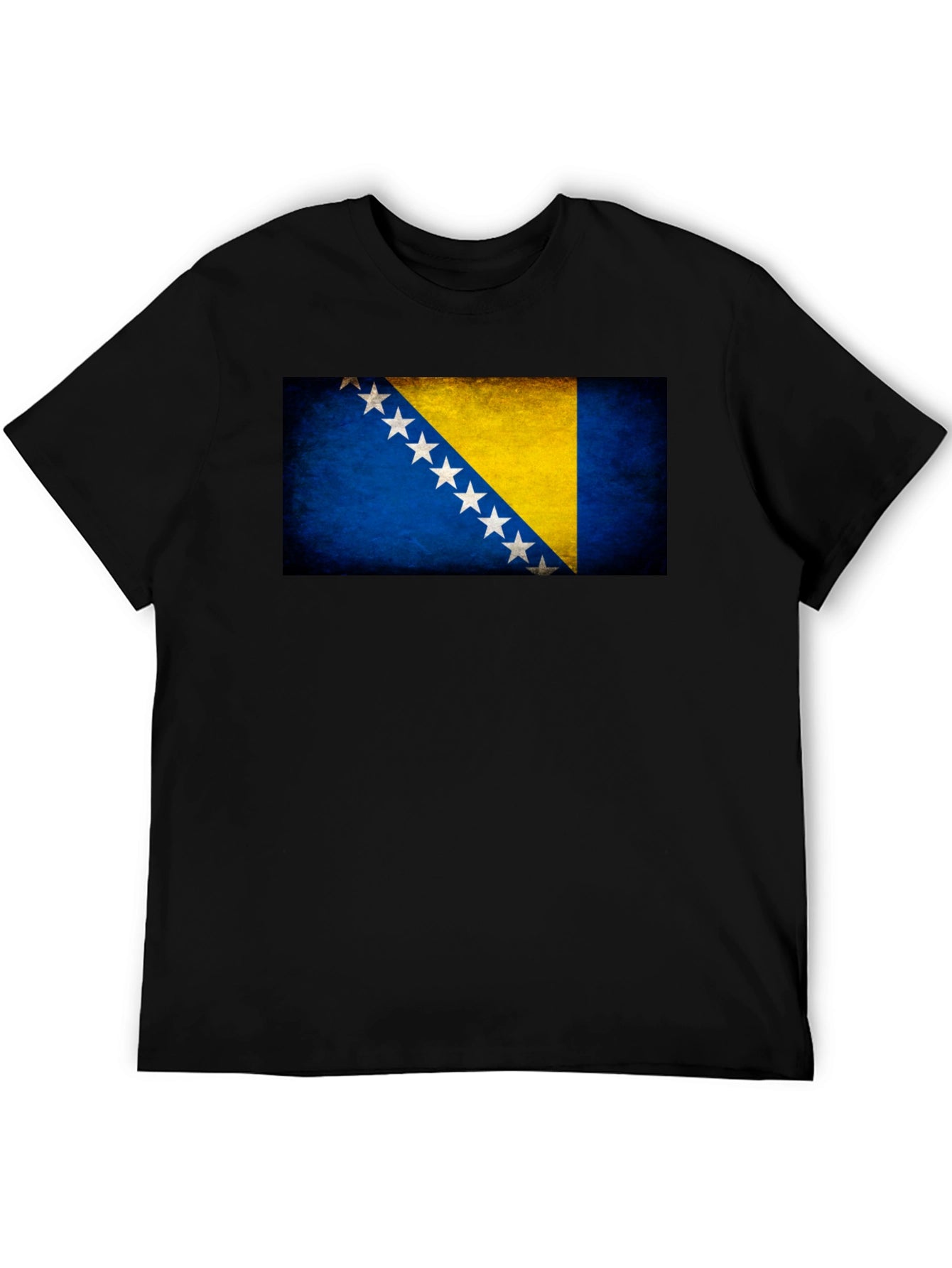 Bosnia Flag T-Shirt - Black Crew Neck Tee