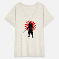 Ninja Battle Pose with Red War Flag