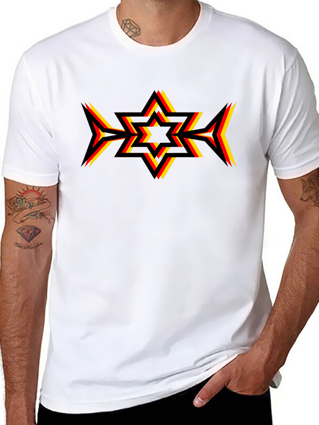 Geometric Star Graphic Tee - Black