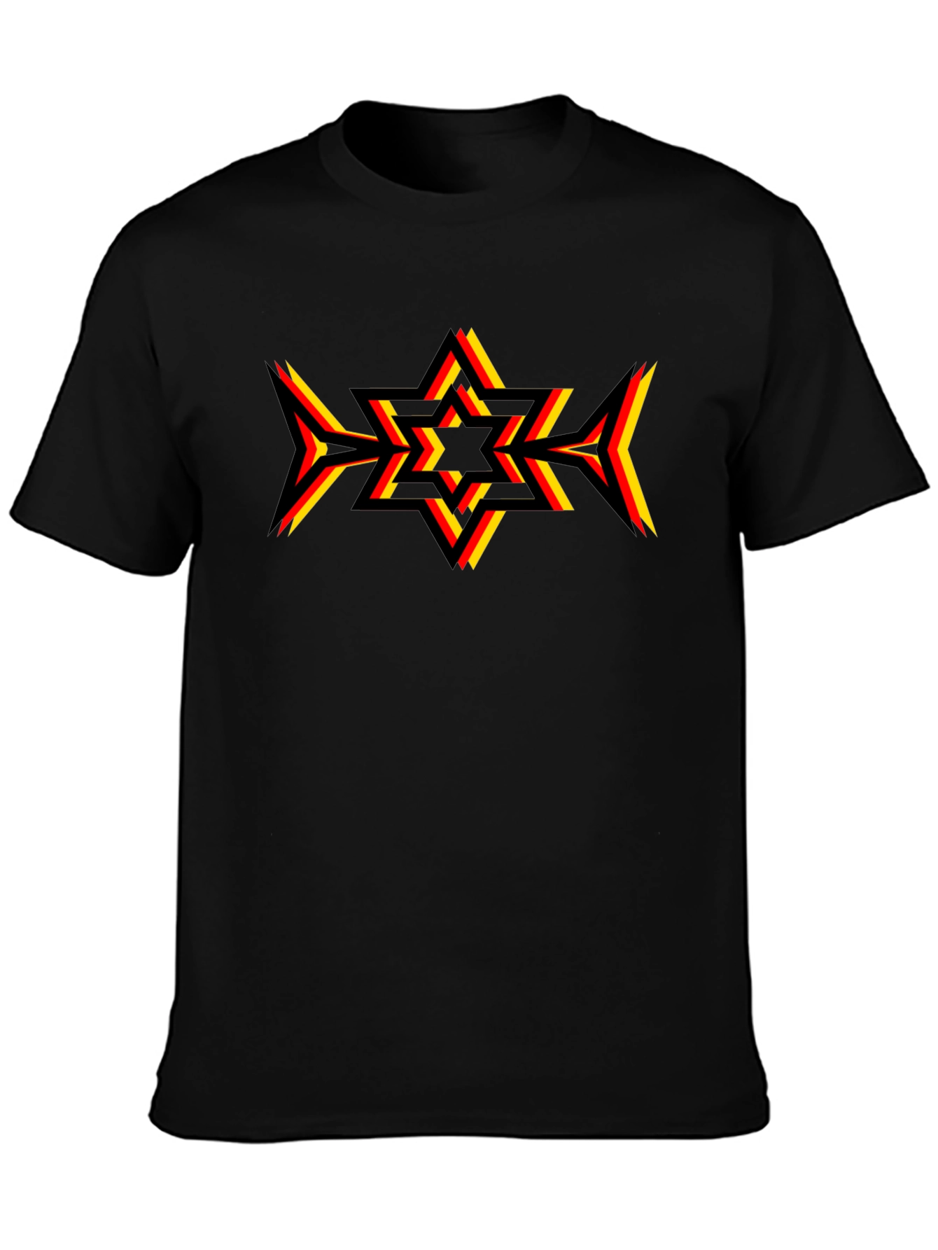 Geometric Star Graphic Tee - Black