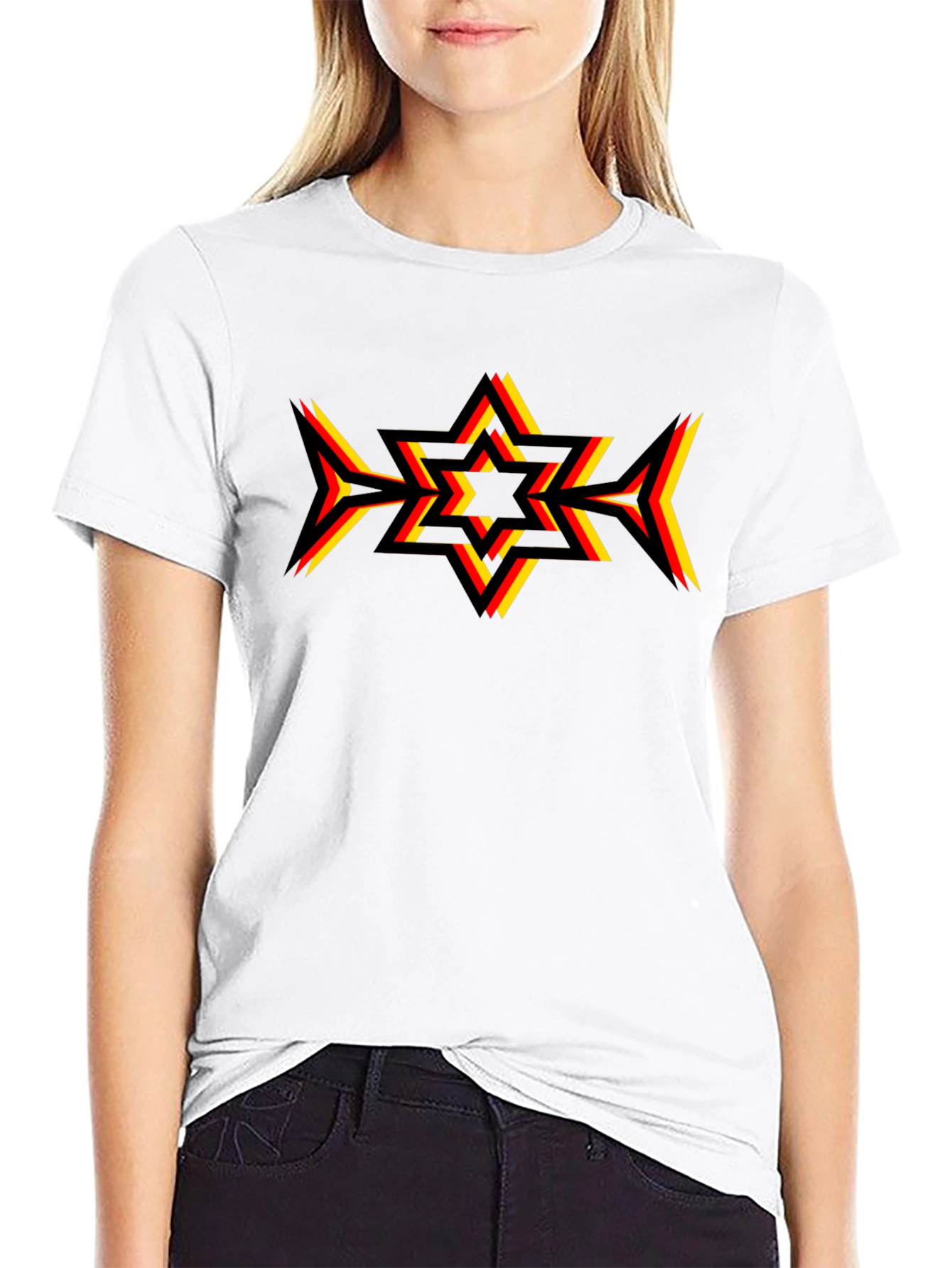 Geometric Star Graphic Tee - Black
