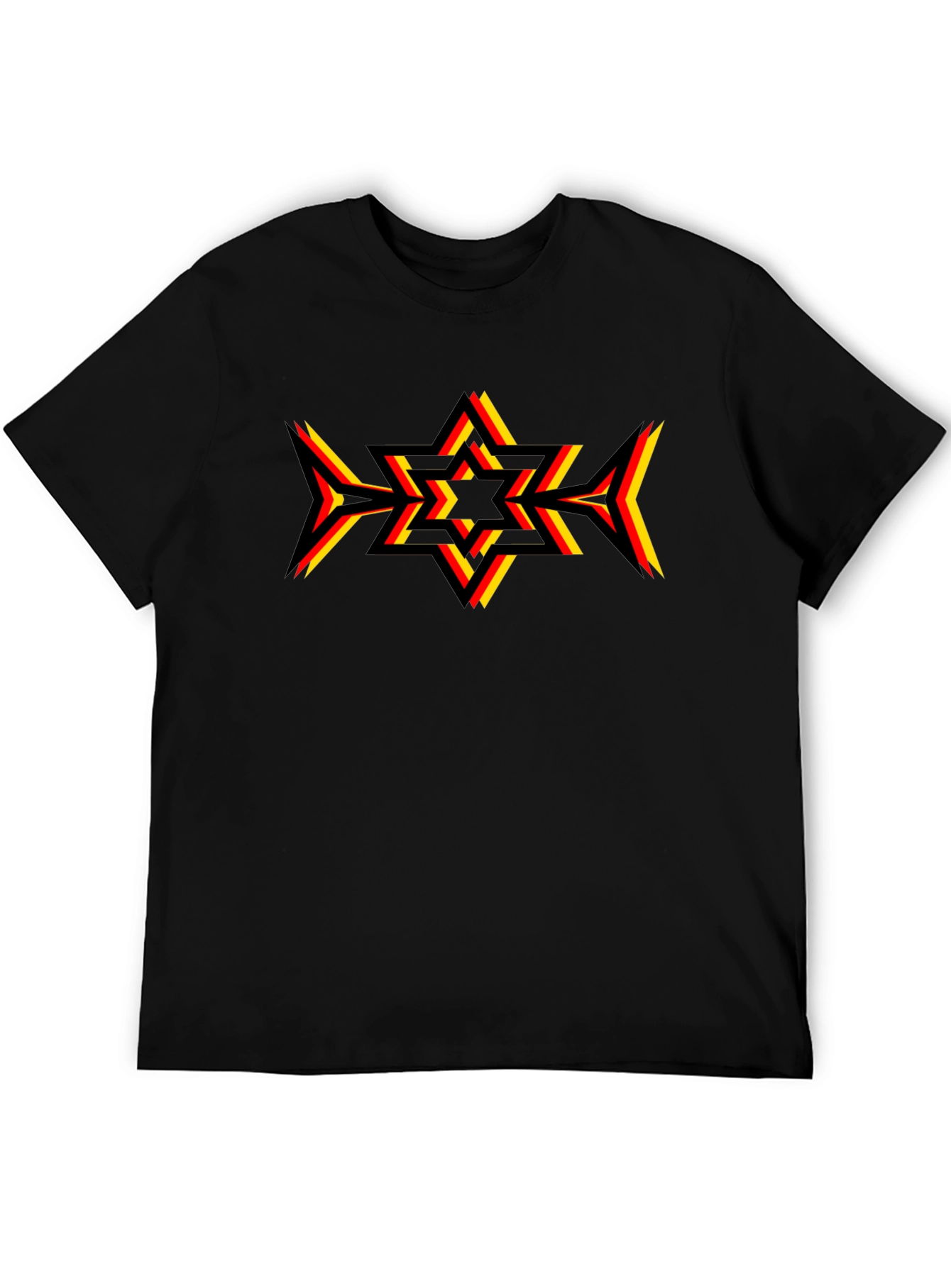 Geometric Star Graphic Tee - Black