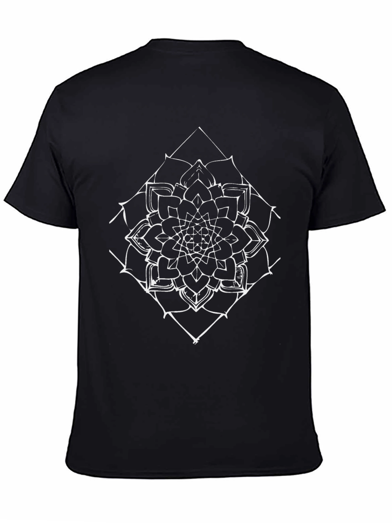 Geometric Mandala Graphic Tee - Black