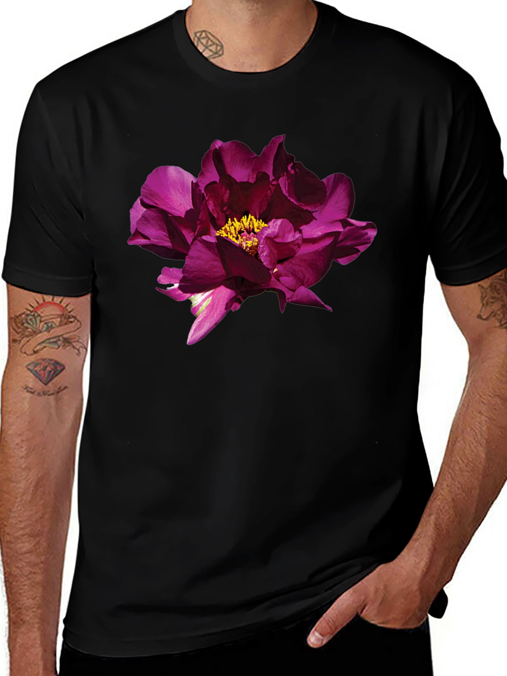 Floral Print Black T-Shirt - Stylish Mens Apparel