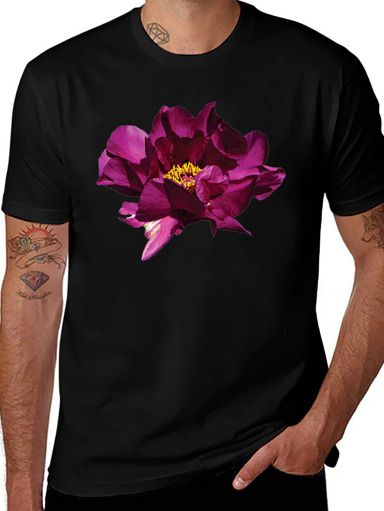 Floral Print Black T-Shirt - Stylish Mens Apparel
