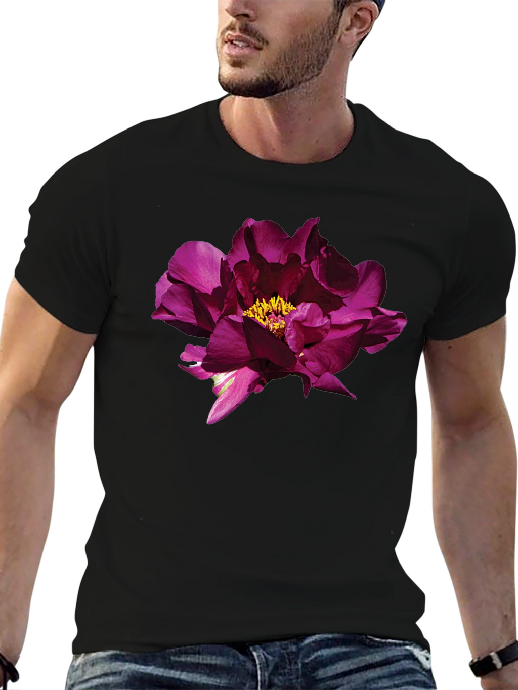 Floral Print Black T-Shirt - Stylish Mens Apparel