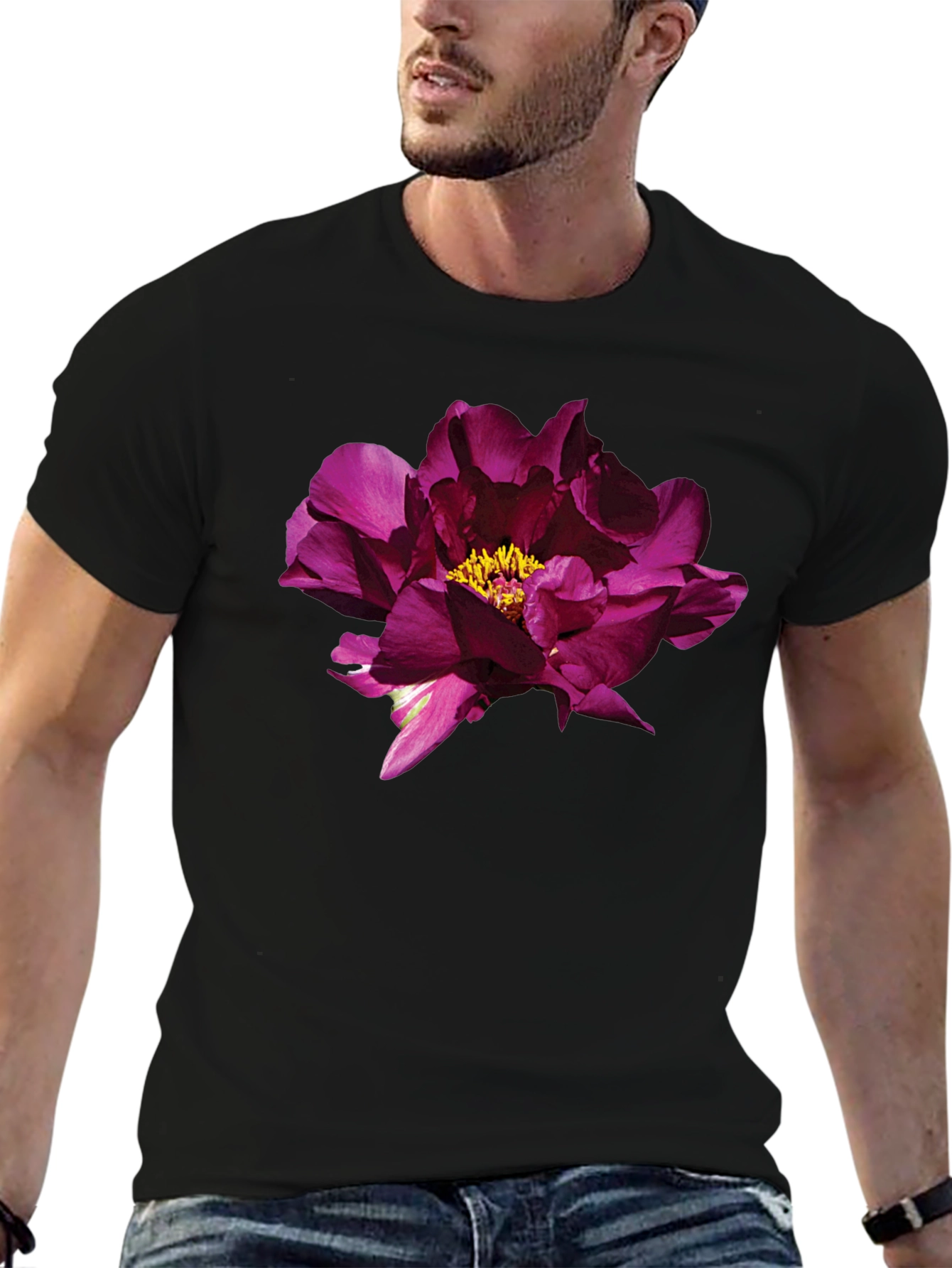 Floral Print Black T-Shirt - Stylish Mens Apparel
