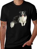 Border Collie Graphic Tee - Black Cotton Blend