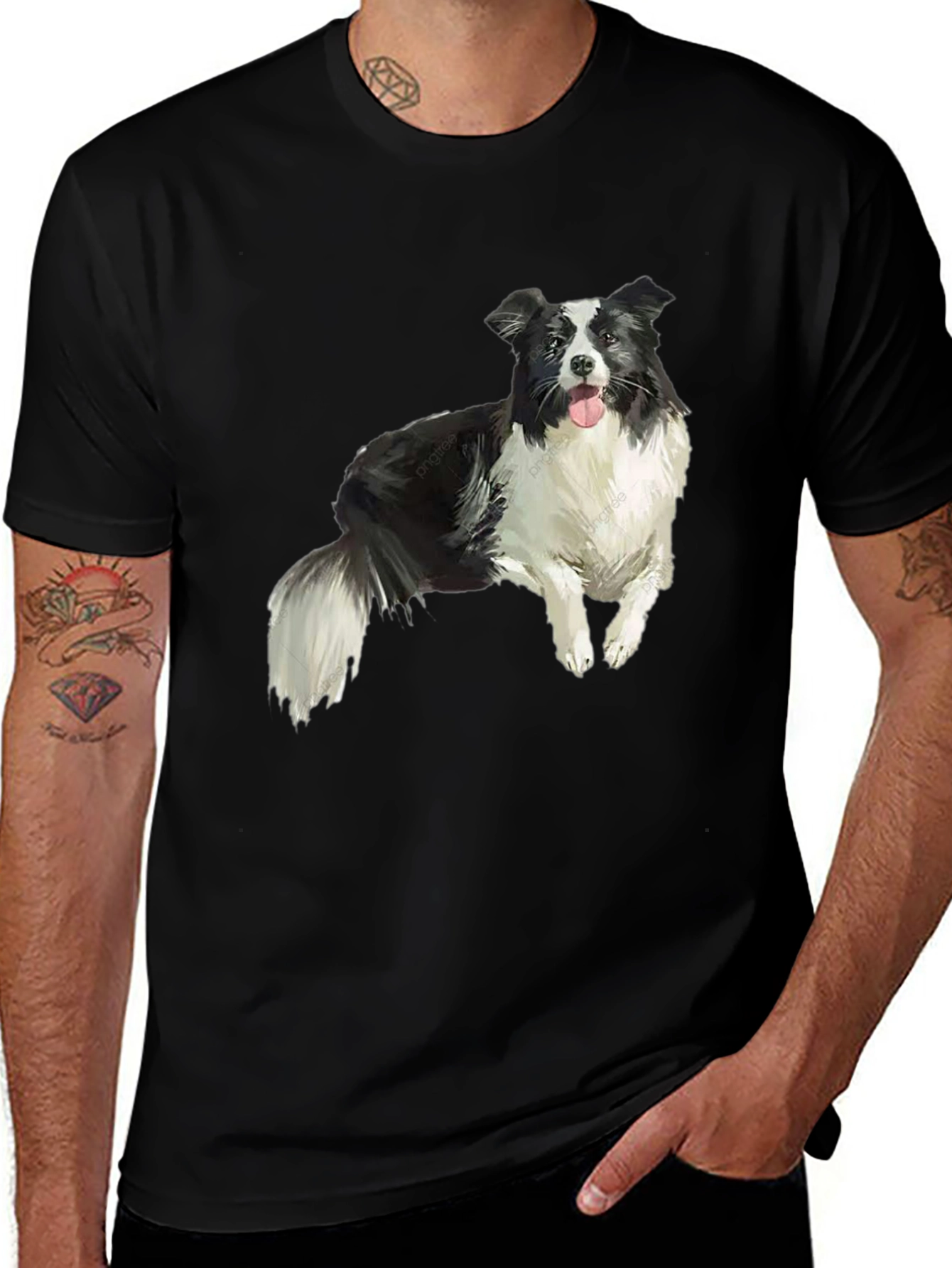 Border Collie Graphic Tee - Black Cotton Blend